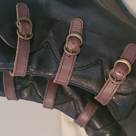 Eric Michael Lena Leather Black Brown Strappy Wedge Ankle Booties 7.5 Spain Chic - Picture 13 of 13